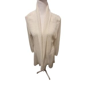 NY Collection Open Weave Knit Long Cardigan with Dolman Sleeves SZ Large